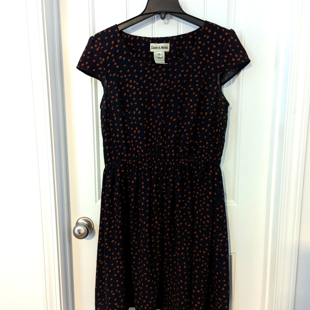 Navy and orange dress sz14